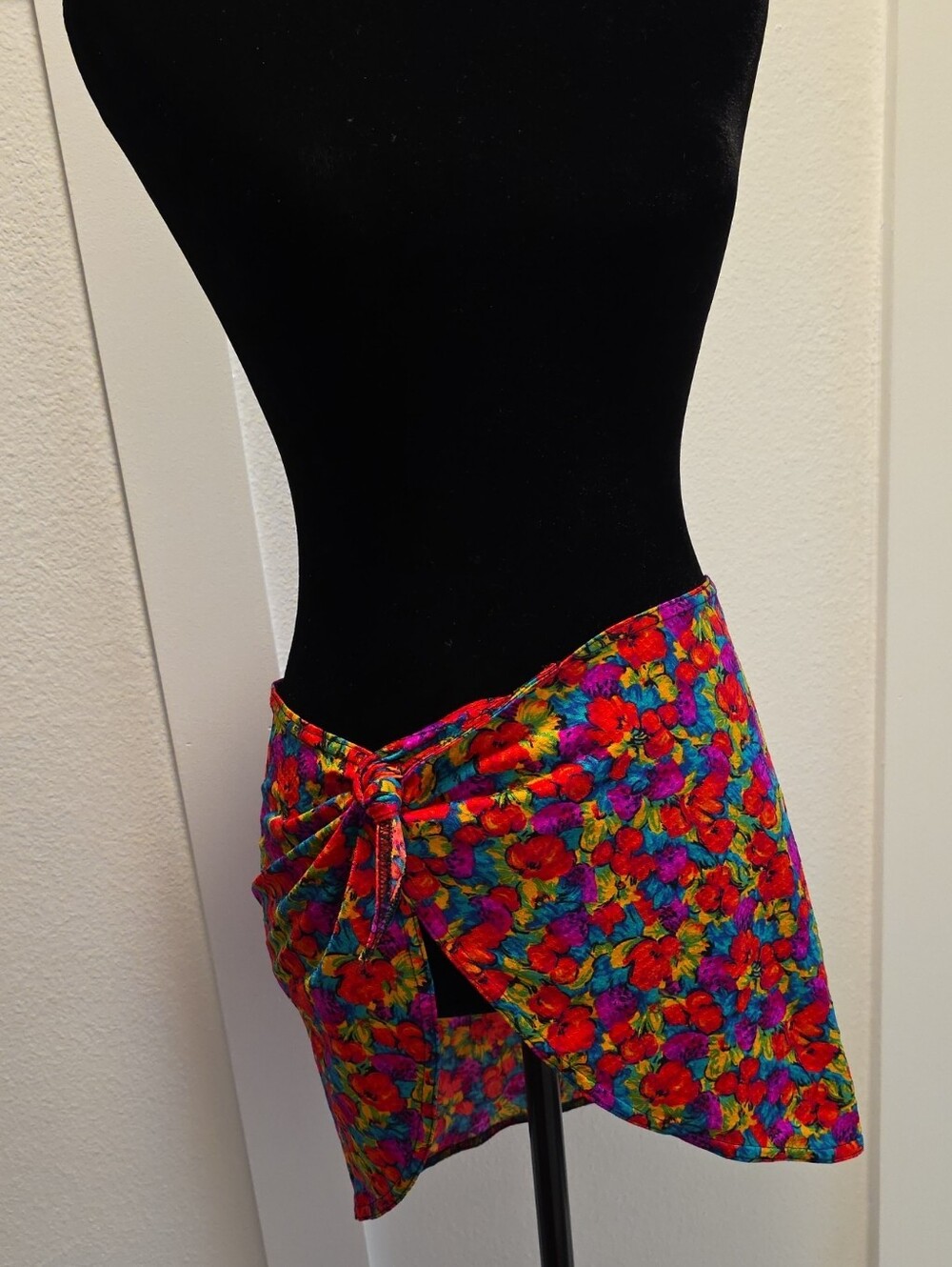 Colorful Floral Tie-Waist Swim Sarong Cover-Up in Multicolor